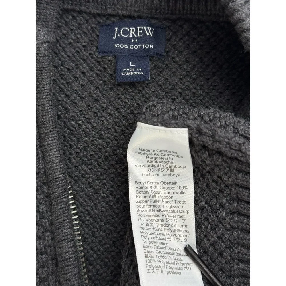 J Crew‎ Qtr Zip Charcoal Grey Sweater & Green White Check Oxford Shirt XL Slim